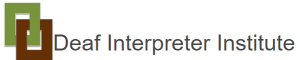 Green and brown Deaf Interpreter Institute Logo