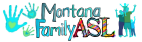 Logo with colorful hands lettering and family